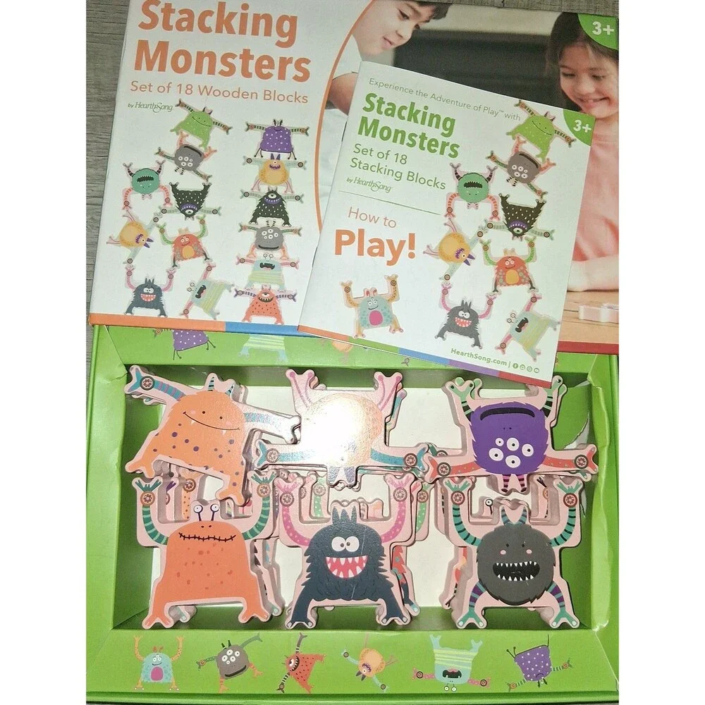 Stacking Monsters Set of 18 Wooden Monster Blocks